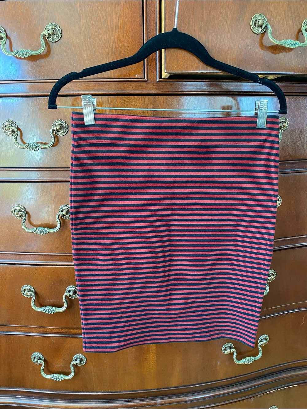 Jack Wills Red and Navy Striped Pencil Mini Skirt